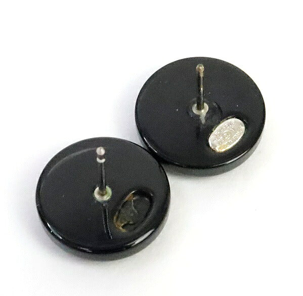 CHANEL Coco Mark Rhinestone Earrings Black Size ONE SIZE