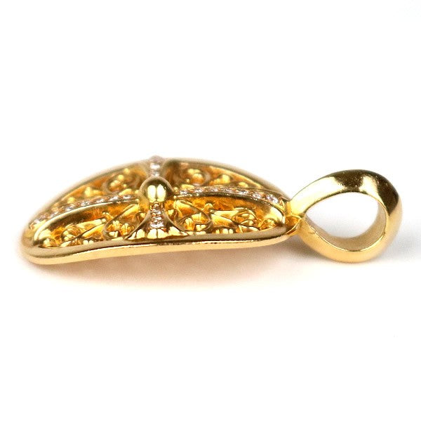 CHROME HEARTS 22K Cross Pave Dia Gold Pendant Size ONE SIZE
