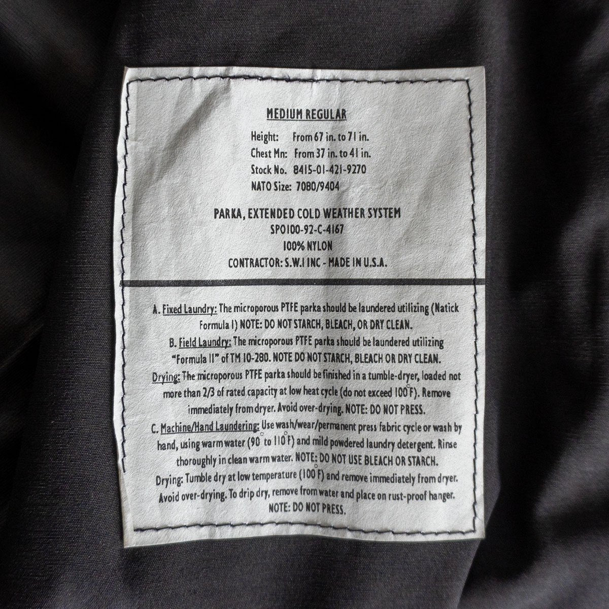 ECWCS GORE-TEX GEN2 Parka Jacket Black Size XL