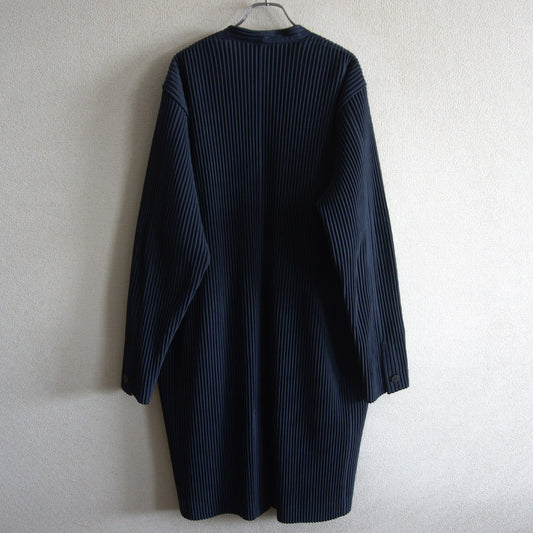 HOMME PLISSE ISSEY MIYAKE Pleated Coat Navy Size XL