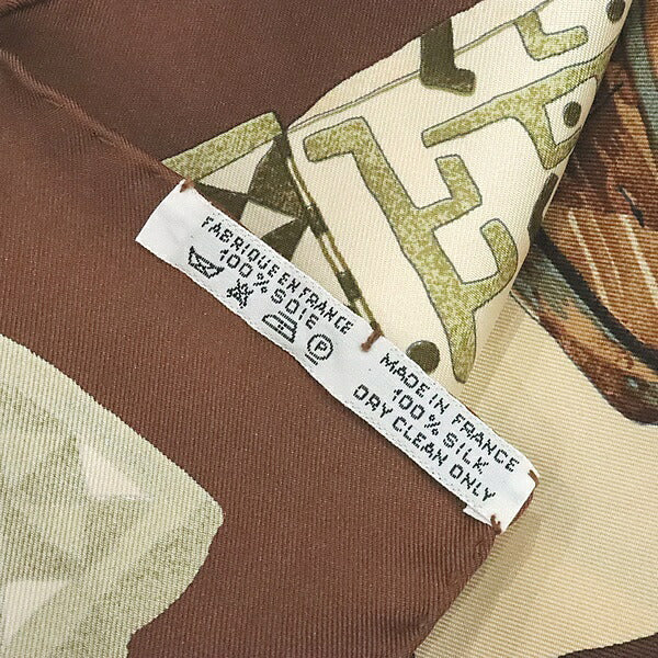 HERMES Carre 90 Persona Silk Scarf Brown Size ONE SIZE