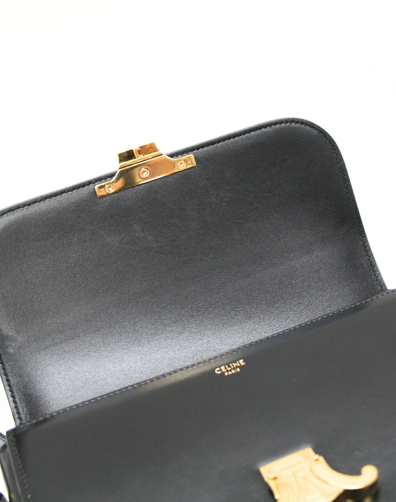 CELINE Classic Triomphe Leather Bag Black Size ONE SIZE