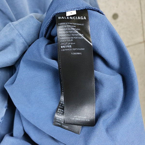 BALENCIAGA 24SS Paris Moon Oversized T-Shirt Blue Size L