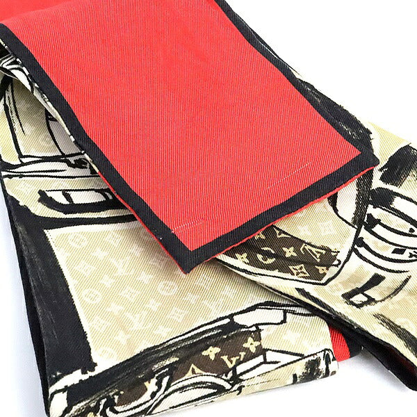Louis Vuitton Bandeau Trunk Silk Beige Red Scarf Size ONE SIZE