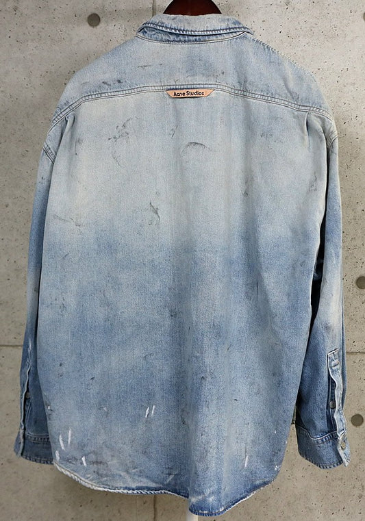 Acne Studios Vintage Washed Denim Long Shirt Blue Size M