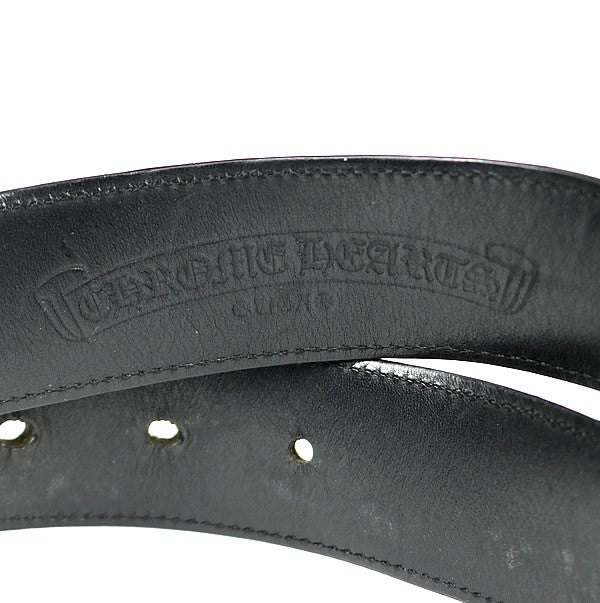 CHROME HEARTS Celtic Roller Leather Belt Black Size 32