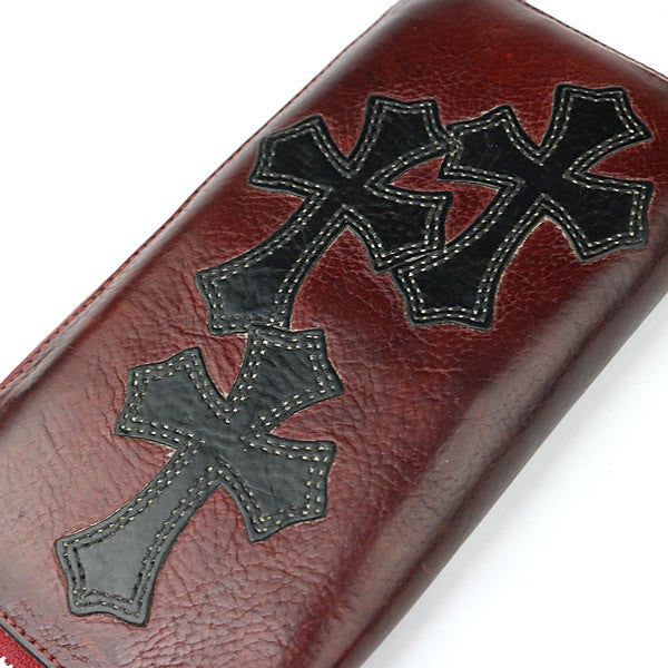 CHROME HEARTS Custom REC F ZIP #2 3 Wallet Red Size ONE SIZE