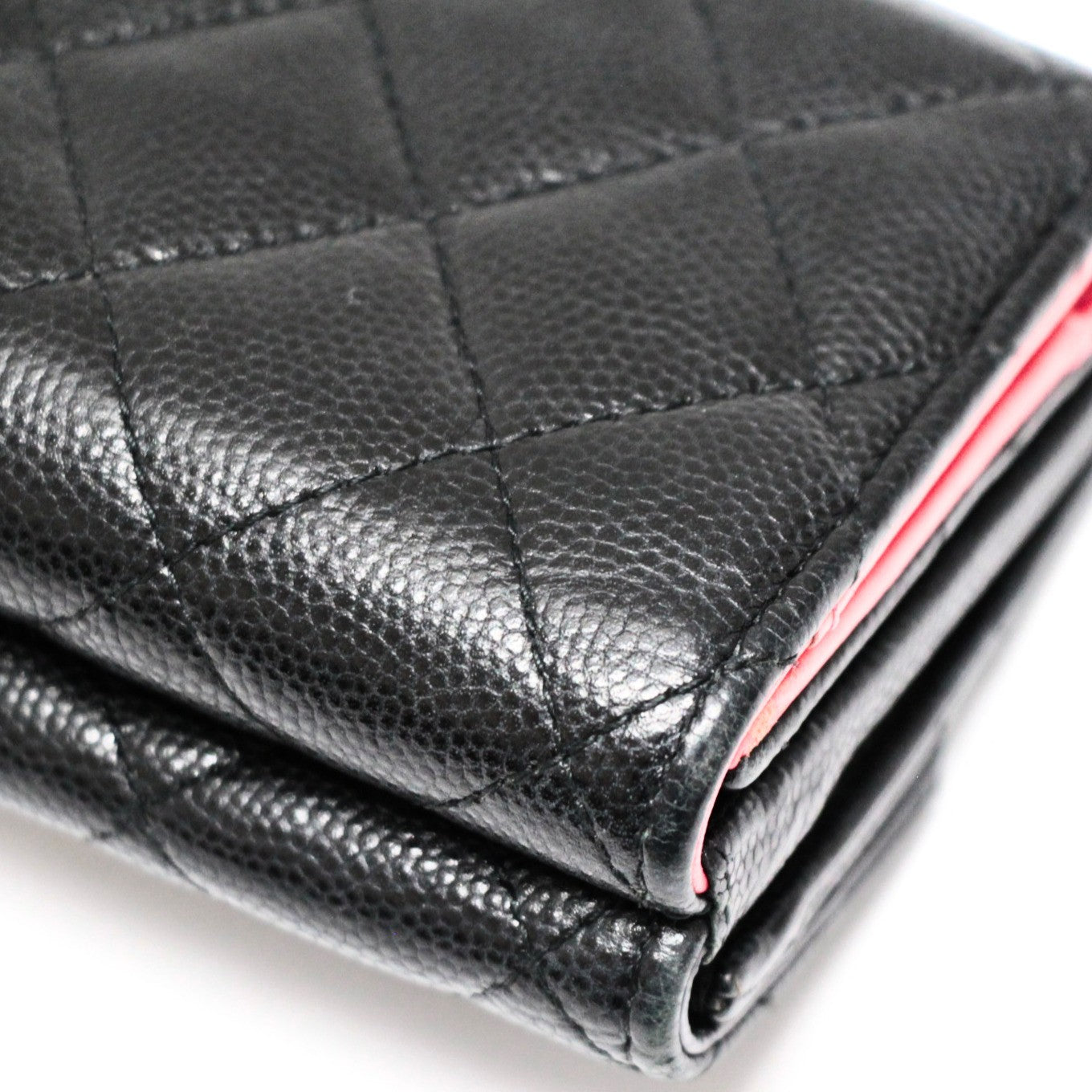 CHANEL Matelassé Caviar Skin Wallet Black Size ONE SIZE