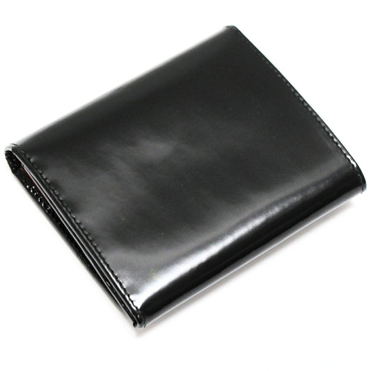 PRADA Compact Glossy Calf Leather Wallet Black Size ONE SIZE