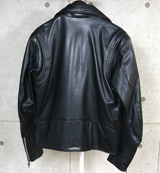 CHROME HEARTS Basic Moto Leather Riders Jacket Black Size M
