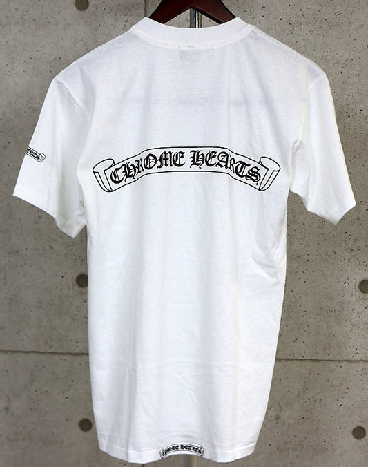 CHROME HEARTS Old Scroll Label Print T-Shirt White Size M