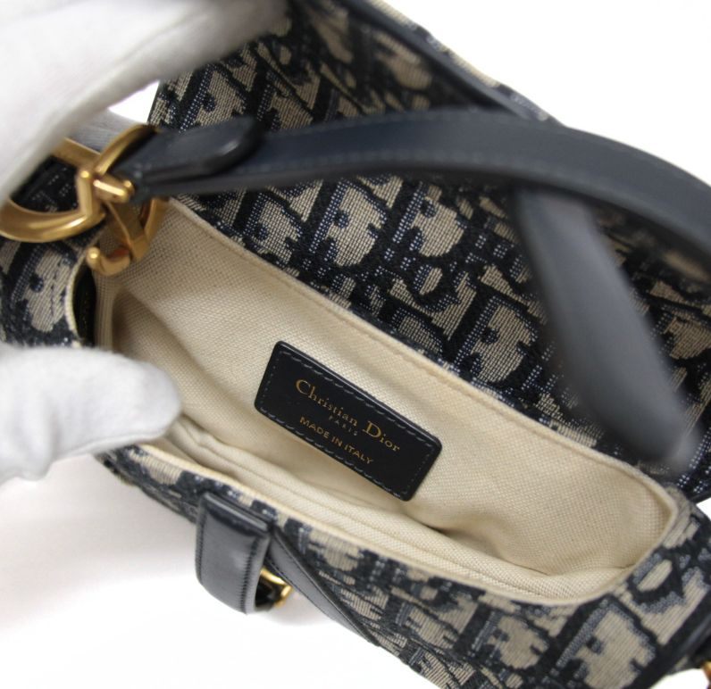 Christian Dior Mini Oblique Jacquard Bag Blue Size ONE SIZE