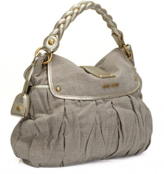miumiu Matelasse 2WAY Cotton Leather Bag Gold Size ONE SIZE