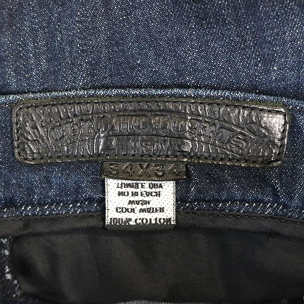 CHROME HEARTS Horseshoe Button Flare Knee Blue Jeans Size 34