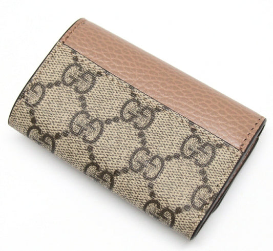 GUCCI GG Pattern PVC Leather Key Case Beige