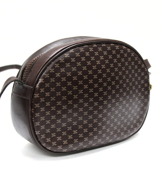 CELINE Vintage Macadam Leather Shoulder Bag Size ONE SIZE