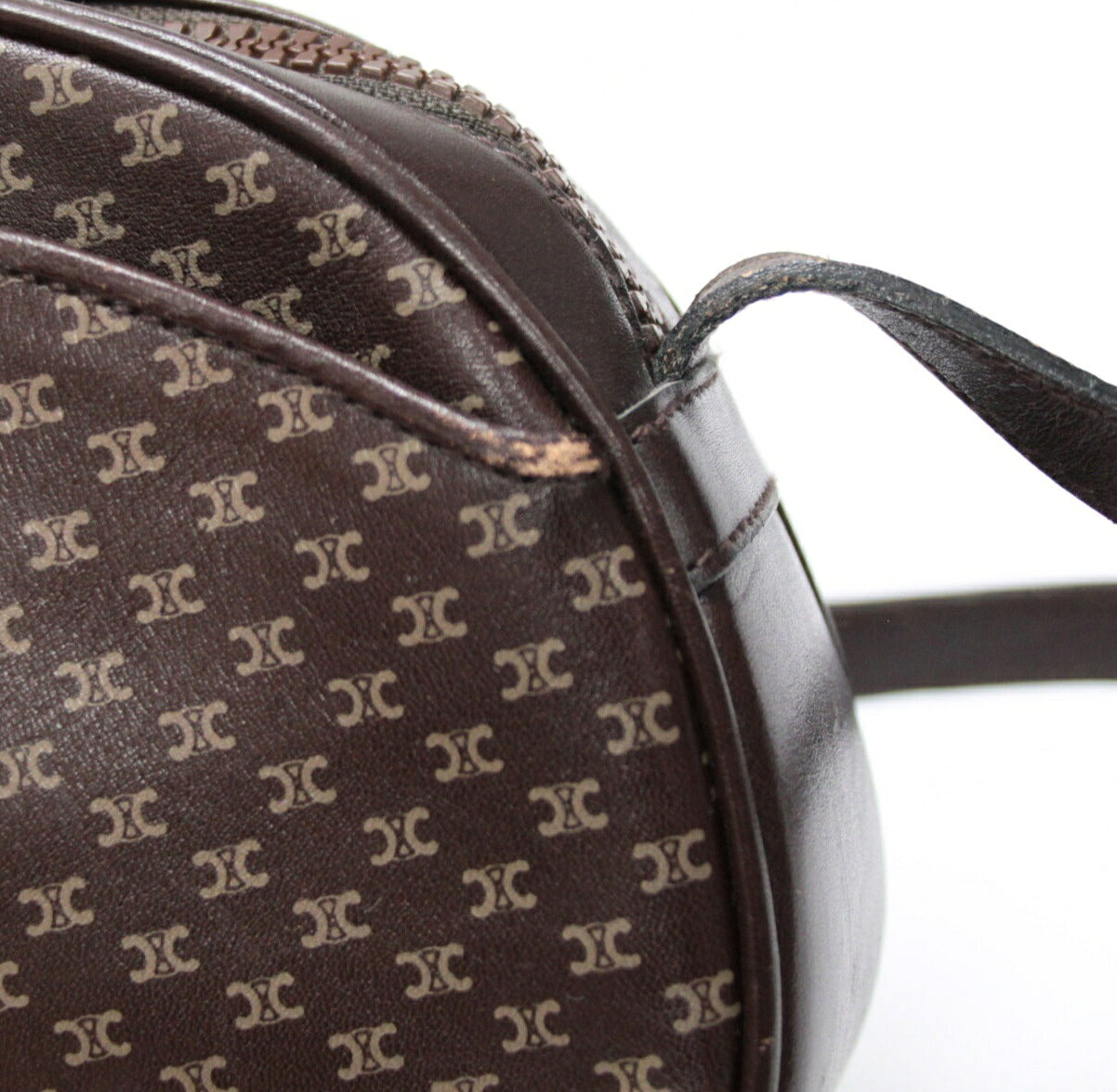 CELINE Vintage Macadam Leather Shoulder Bag Size ONE SIZE