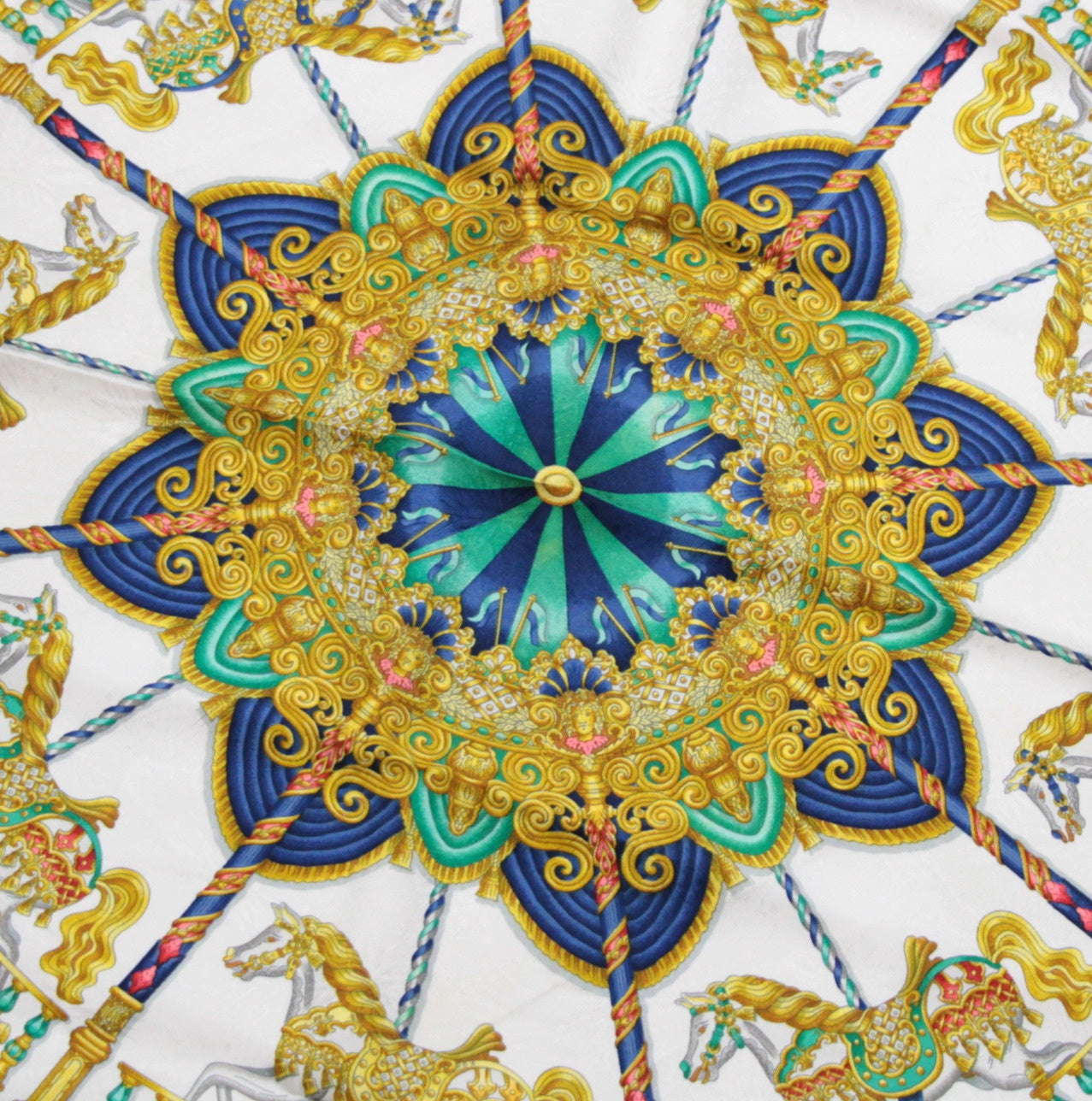 HERMES Carré 90 Luna Park Silk Scarf Blue Size ONE SIZE