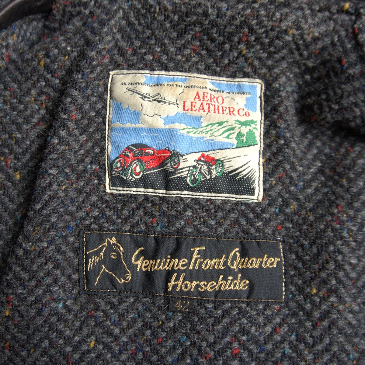 AERO LEATHER Highwayman Horsehide Jacket Black Size 42