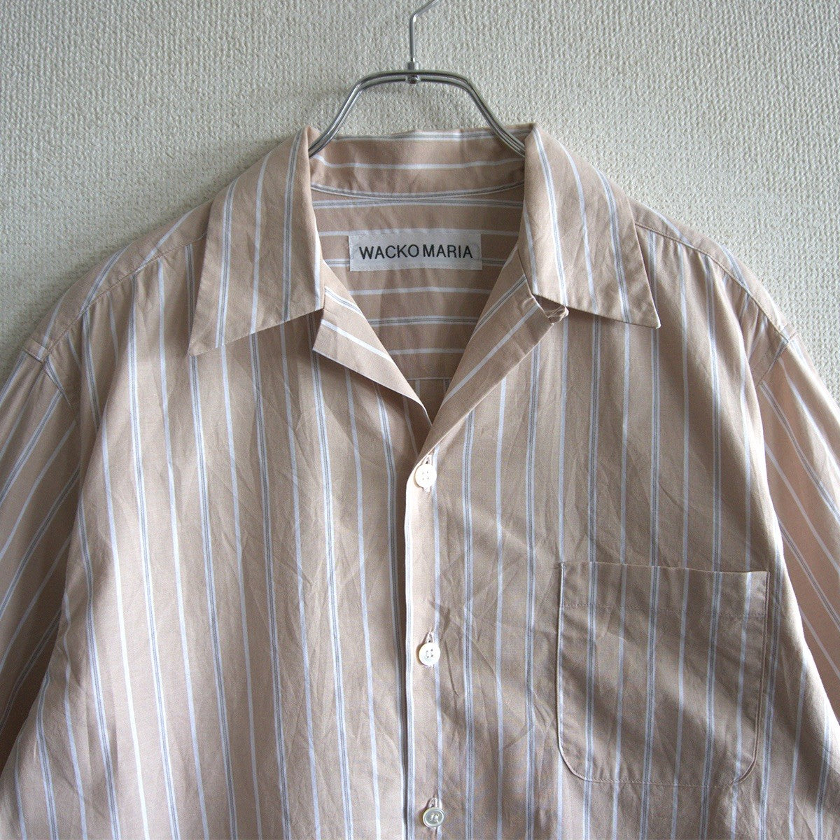 Wacko Maria STRIPED OPEN COLLAR SHIRT S/S Size S