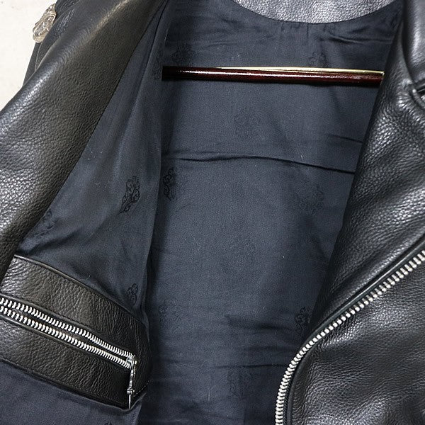 CHROME HEARTS Old Basic Moto Leather Jacket Black Size XS