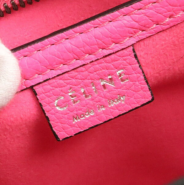 CELINE Luggage Micro Shopper Leather Neon Pink Bag Size ONE SIZE