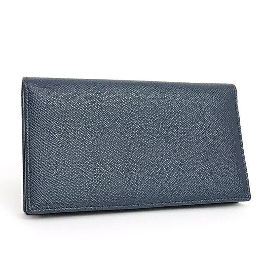 BVLGARI Embossed Leather Bi-Fold Wallet Navy Size ONE SIZE
