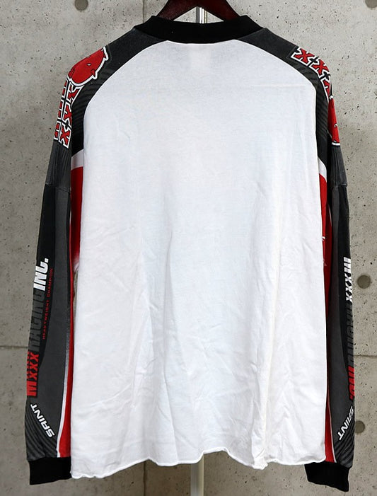 SAINT MICHAEL MORTOR CYCLE Long Sleeve TEE Gray/Red Size OS