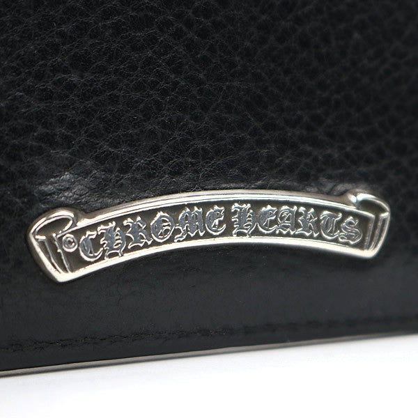 CHROME HEARTS Double-Sided Card Holder Black Leather Silver Card Case