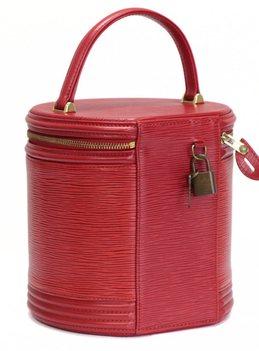 LOUIS VUITTON Cannes Vanity Epi Handbag Red Size ONE SIZE