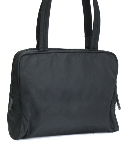 PRADA Triangle Logo Nylon Handbag Black Size ONE SIZE