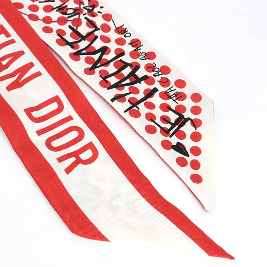 Christian Dior Mitzah Silk Scarf Red White