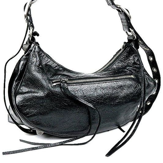 BALENCIAGA Le Cagole S Leather Shoulder Bag Black