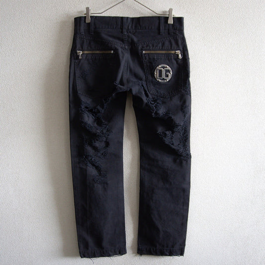 DOLCE&GABBANA Distressed Black Denim Size 32