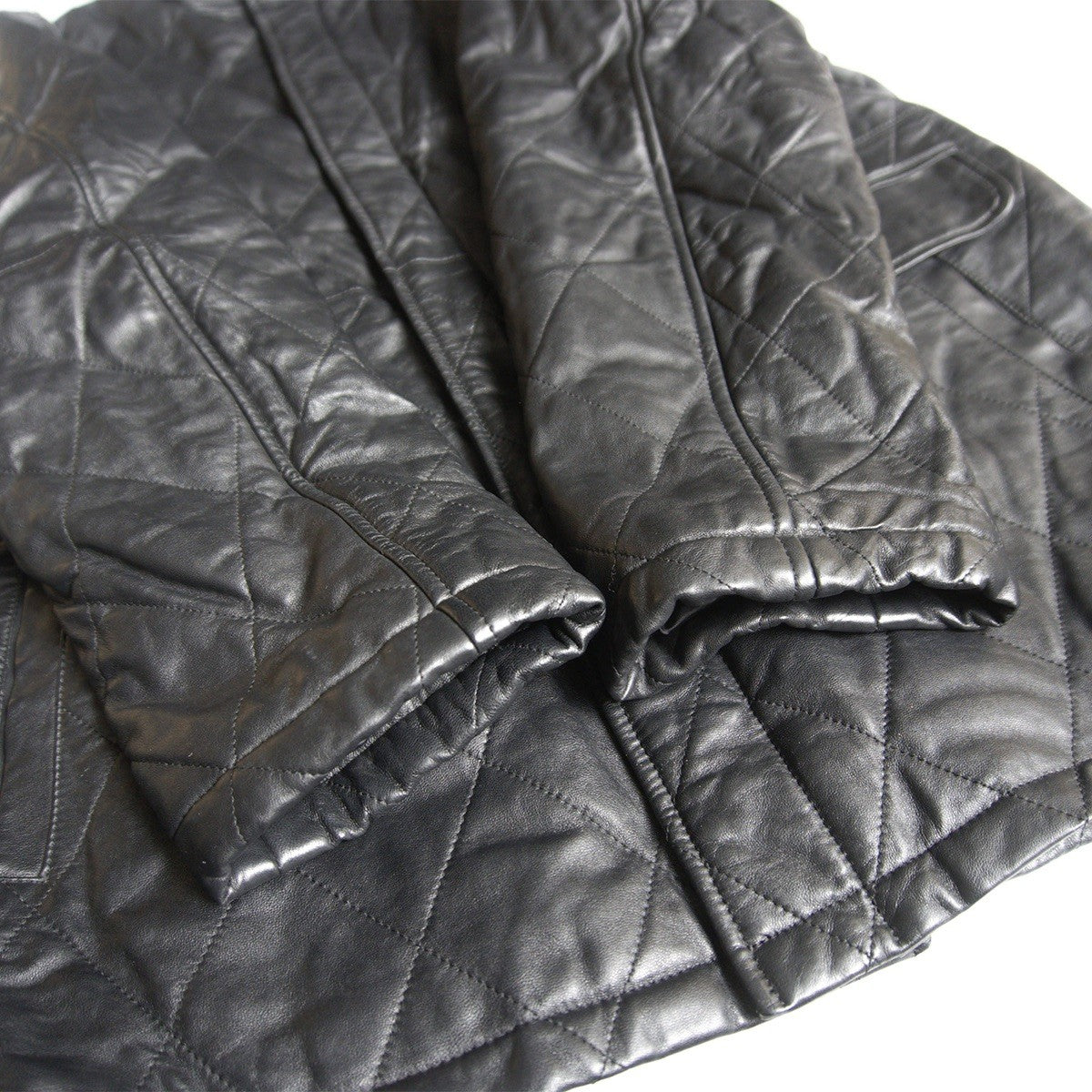 WIND ARMOR Quilted Leather Coat Black Size 4L