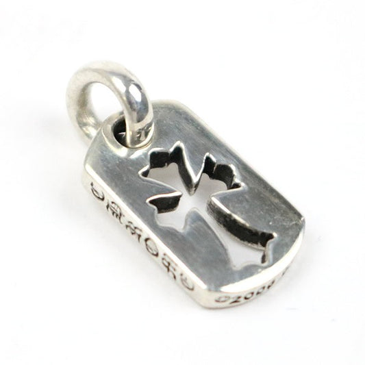 CHROME HEARTS SV925 Tiny Cutout Cross Dog Tag Silver