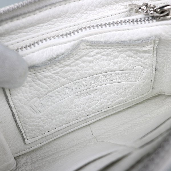 CHROME HEARTS REC F ZIP #2 3 Cemetery Cross Wallet White