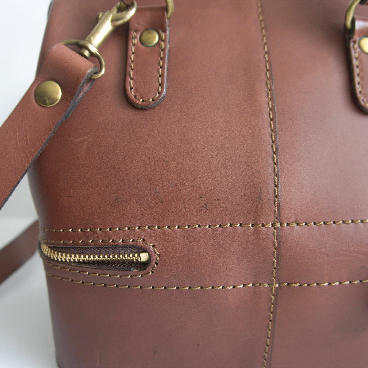 HERZ Brown Leather 2-Way Shoulder Kiss-Lock Size ONE SIZE