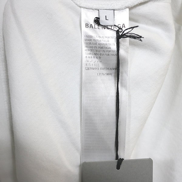 BALENCIAGA Logo Short Sleeve T-Shirt White Size L