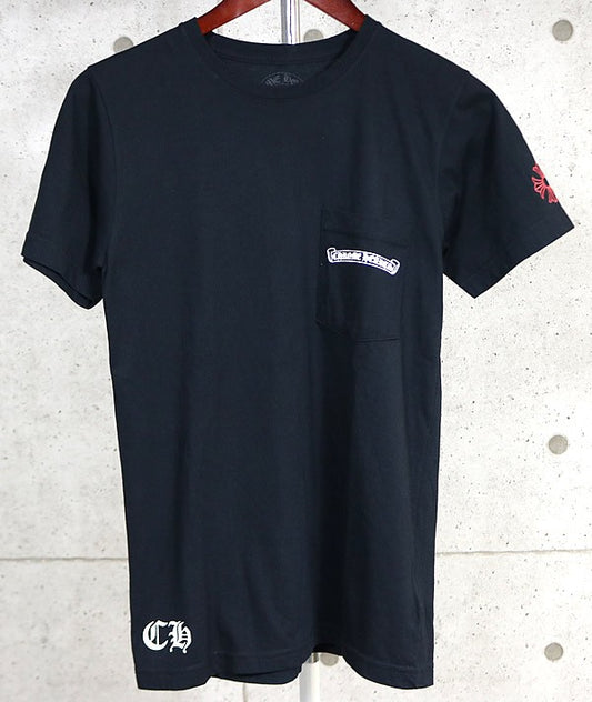CHROME HEARTS Scroll Label USA Cotton T-Shirt Black Size S