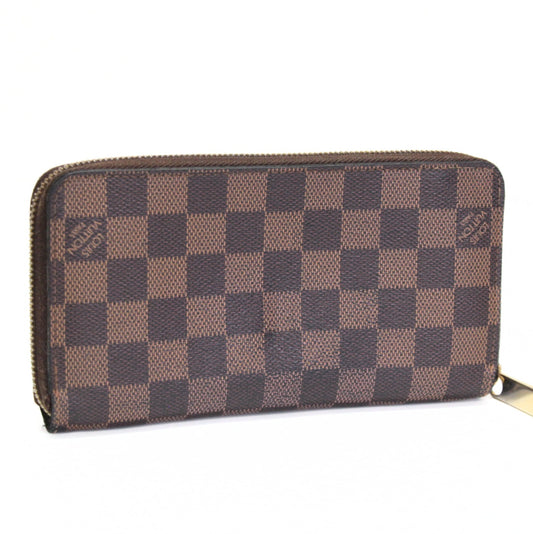 Louis Vuitton Damier Ebene Zippy Round Zip Wallet Brown