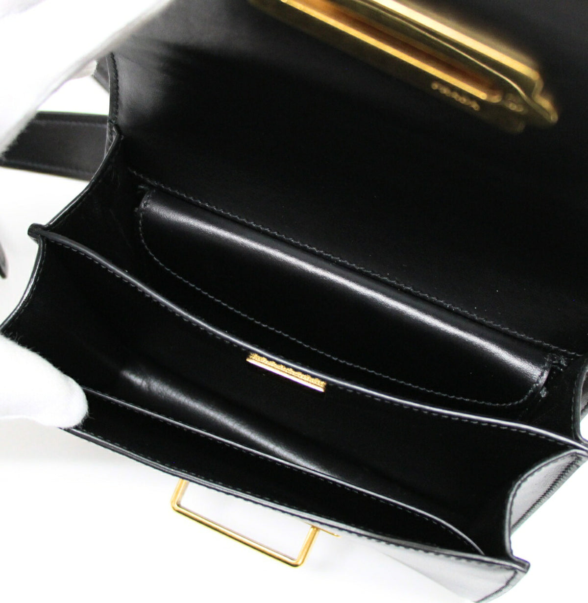 PRADA Cahier Leather Shoulder Bag Black