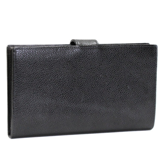 CHANEL Vintage Caviar Coco Wallet Black