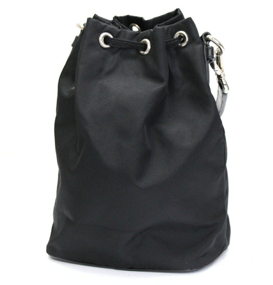 PRADA Nylon Drawstring Pouch Handbag Black