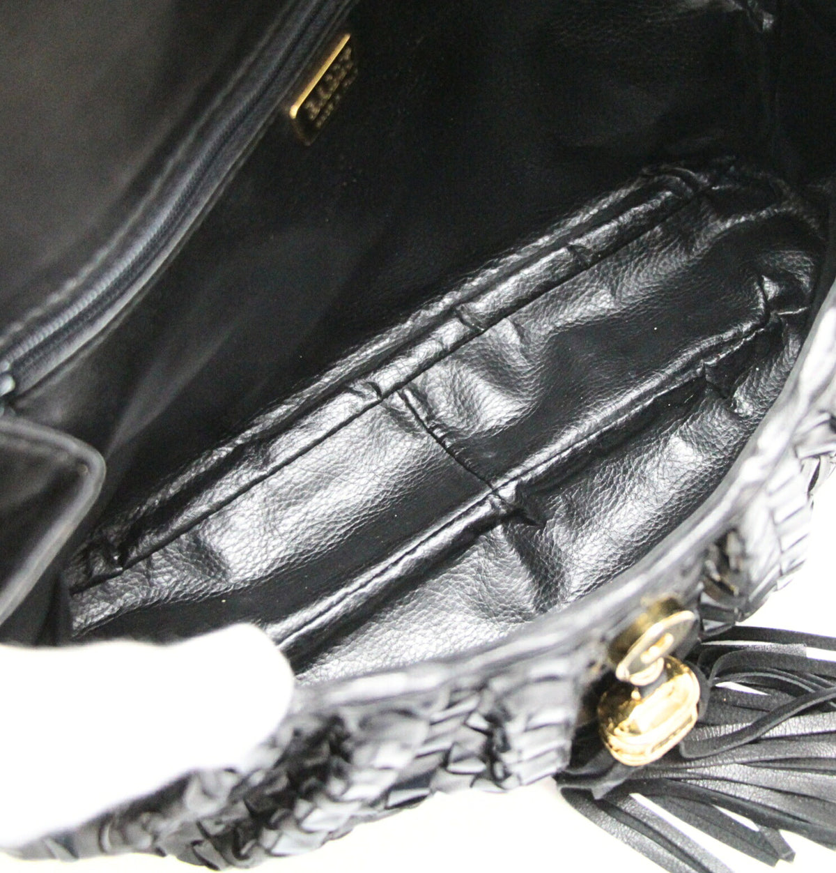 BALLY Black Leather Fringe Shoulder Bag
