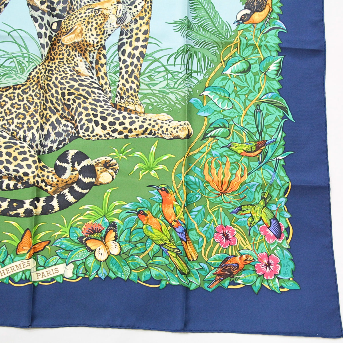HERMES Jungle Love Carre 90 Scarf Blue