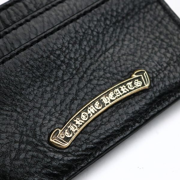 CHROME HEARTS Double Side Scroll Label Card Holder Black Card Case