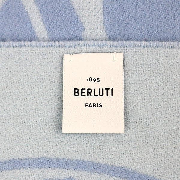 Berluti Calligraphy Wool Scarf Blue