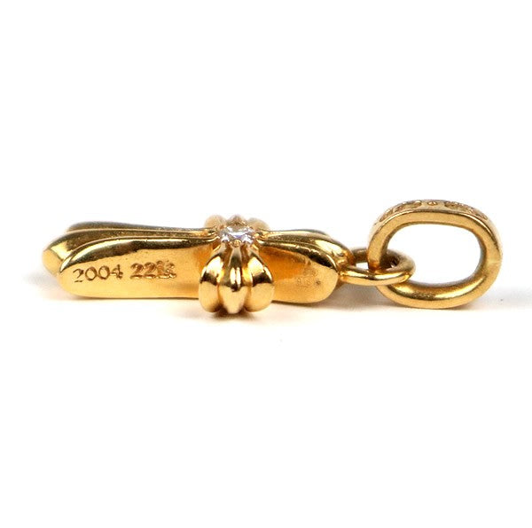 CHROME HEARTS 22K New Baby Fat Cross 2P Diamond Charm Gold