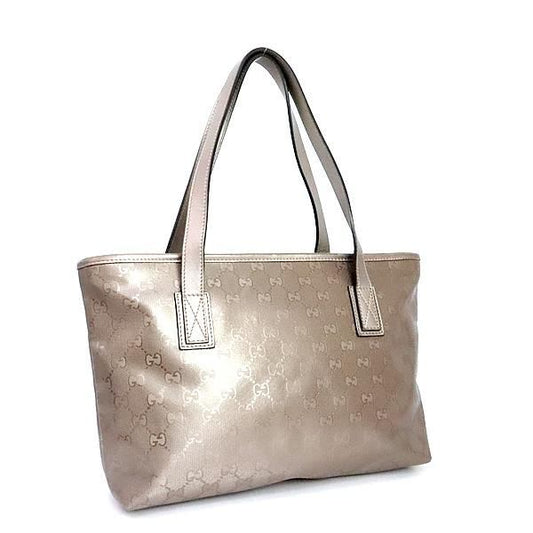 GUCCI GG Imprime PVC Leather Tote Bag Gold